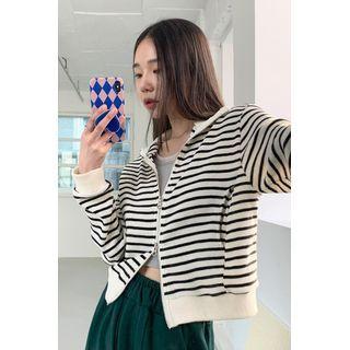 Stand-collar Stripe Zip-up Jacket