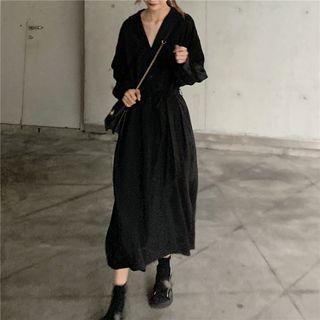 Notch Lapel V-neck Shirtdress