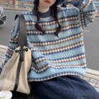 Round-neck Geometric Pattern Long-sleeve Sweater