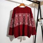 Round Neck Cable Knit Loose-fit Sweater