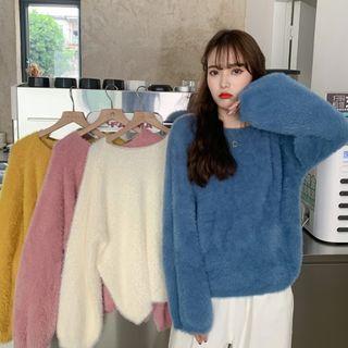 Long-sleeve Furry Knit Sweater