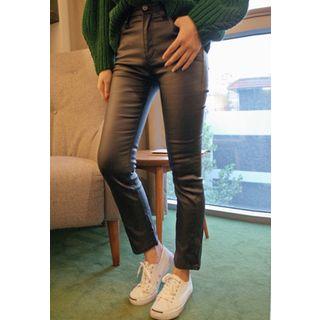 Faux-leather Straight-cut Pants