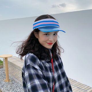 Striped Cotton & Pvc Visor Hat