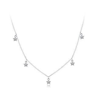 925 Sterling Silver Simple Fashion Star Cubic Zircon Necklace Silver - One Size
