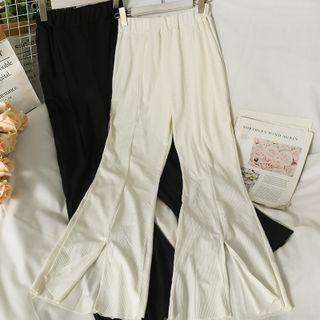 Corduroy Slit-hem Boot-cut Pants