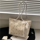 Bow-accent Embroidered Tote