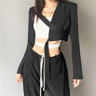 Long-sleeve Open-back Cropped Blazer