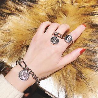 Alloy Coin Dangling Ring / Open Ring / Bracelet / Set