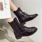 Lace-up Patent Chelsea Short Boots
