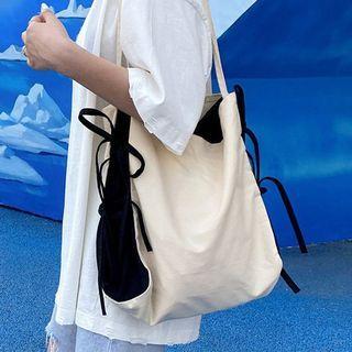 Two-tone Tie-strap Tote Bag