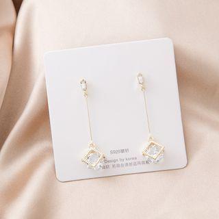 Square Rhinestone Dangle Earring 1 Pair - E825-1 - Gold - One Size