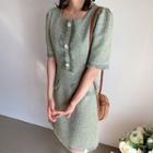 Flap-front Tweed A-line Dress