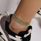 Layered Rhinestone Anklet 0296 - As Shown In Figure - One Size
