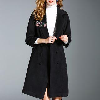 Plain 3/4-sleeve Lapel Coat
