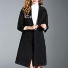 Plain 3/4-sleeve Lapel Coat