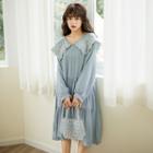 Long-sleeve Embroidered Collar Dress
