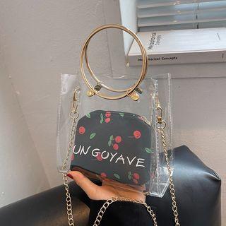Set: Chain Pvc Crossbody Bag + Pouch