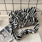 Zebra Print Furry Crossbody Bag Zebra - Black & White - One Size