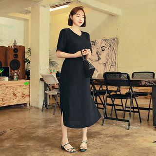 Tie-waist Slit-side Long Dress