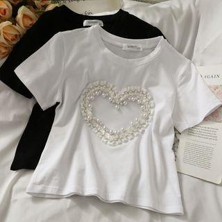 Pearl-accent Heart T-shirt