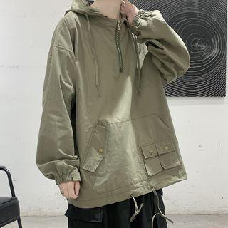 Pocket-detail Hooded Cargo Pullover