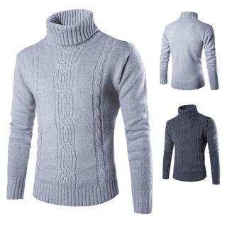 Mock Turtleneck Jacquard Sweater