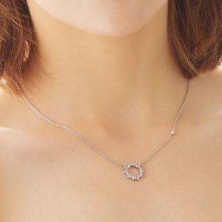 Rhinestone Hoop Pendant Necklace Necklace - Silver - One Size