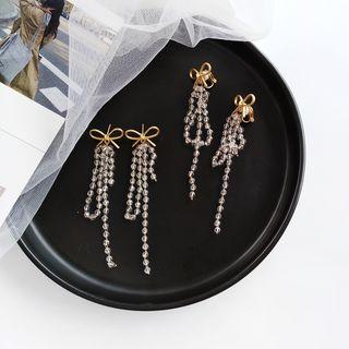Alloy Bow Rhinestone Fringed Earring