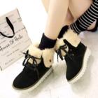 Lace-up Furry Short Snow Boots