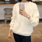 Floral Frill-trim Fleece-lined Sweatshirt