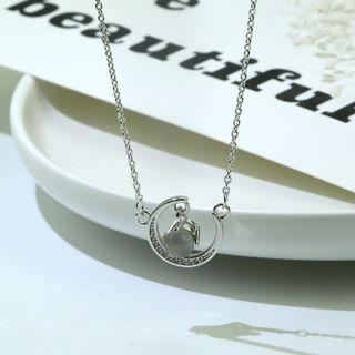 Moonstone Moon Pendant Necklace