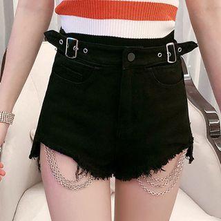 Chain Detail Denim Hot Pants