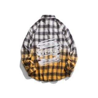 Gradient Plaid Long-sleeve Shirt