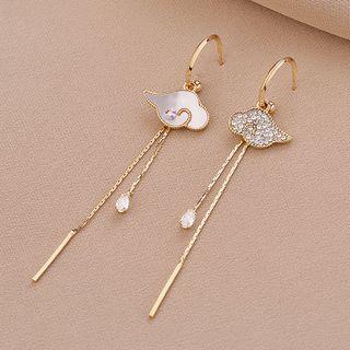 Asymmetrical Rhinestone Cloud Drop Earring Qr-344 - 1 Pr - Gold - One Size