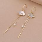Asymmetrical Rhinestone Cloud Drop Earring Qr-344 - 1 Pr - Gold - One Size