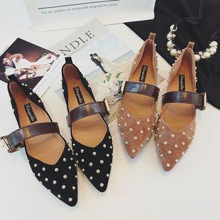 Studded Buckled Pointed Flats
