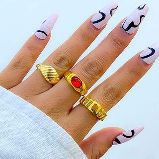 Set Of 3: Rhinestone / Alloy Ring (various Designs)