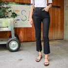 Ramie Blend Slit Semi Boot-cut Pants
