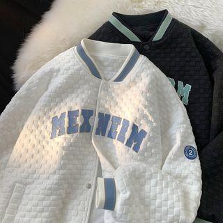 Long-sleeve Lettering Quilted Baseball Jacket