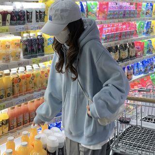 Drop-shoulder Hoodie Hoodie - Blue - One Size