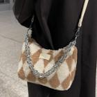 Diamond Pattern Fleece Crossbody Bag