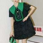 Short-sleeve Lace Trim Polo Dress