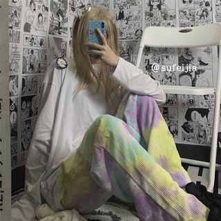 Tie-dyed Wide-leg Corduroy Pants As Shown In Figure - One Size