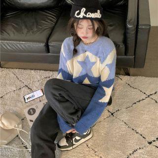 Star Pattern Sweater Blue - One Size