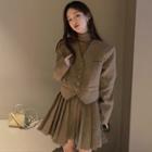 Set: Plaid Blazer + Mini Pleated Skirt