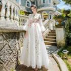 3/4-sleeve Embroidery Prom Dress