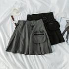 Pocket-front Pleated Skirt