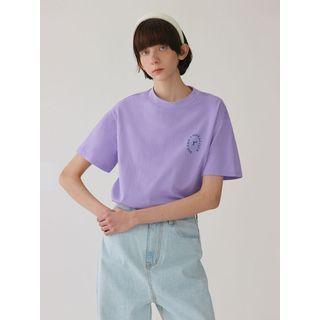 Short-sleeve Logo-printed T-shirt (lavender)