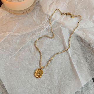 Flower Pendant Alloy Necklace 1 Pair - Gold - One Size