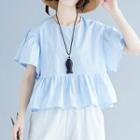 Crew-neck Short-sleeve Peplum Top